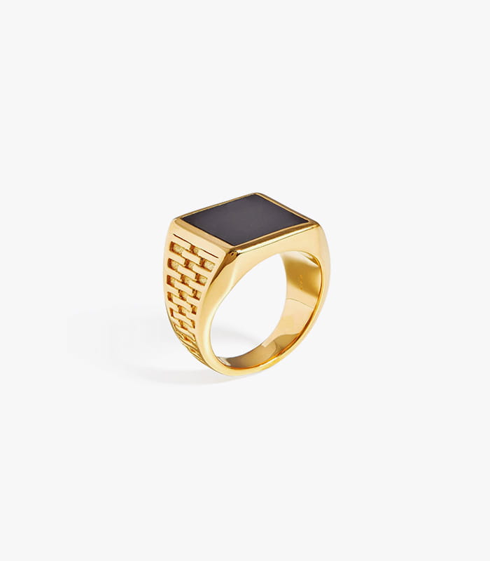 Fused Woven Gemstone Square Signet Ring